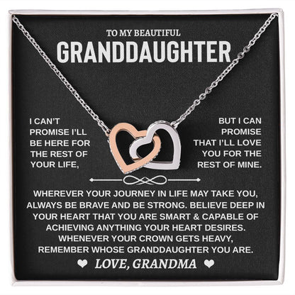 Granddaughter Gift From Grandma - Interlocking Hearts Necklace with Message Card