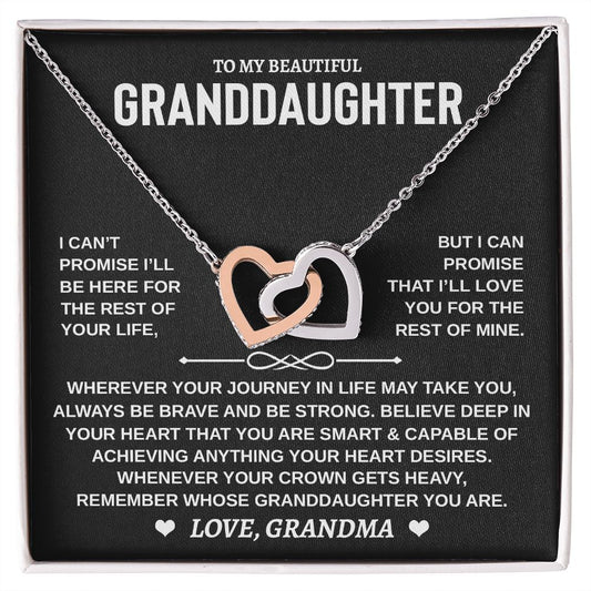 Granddaughter Gift From Grandma - Interlocking Hearts Necklace with Message Card