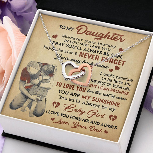 Gift For Daughter - You Are My Sunshine - Interlocking Hearts Necklace