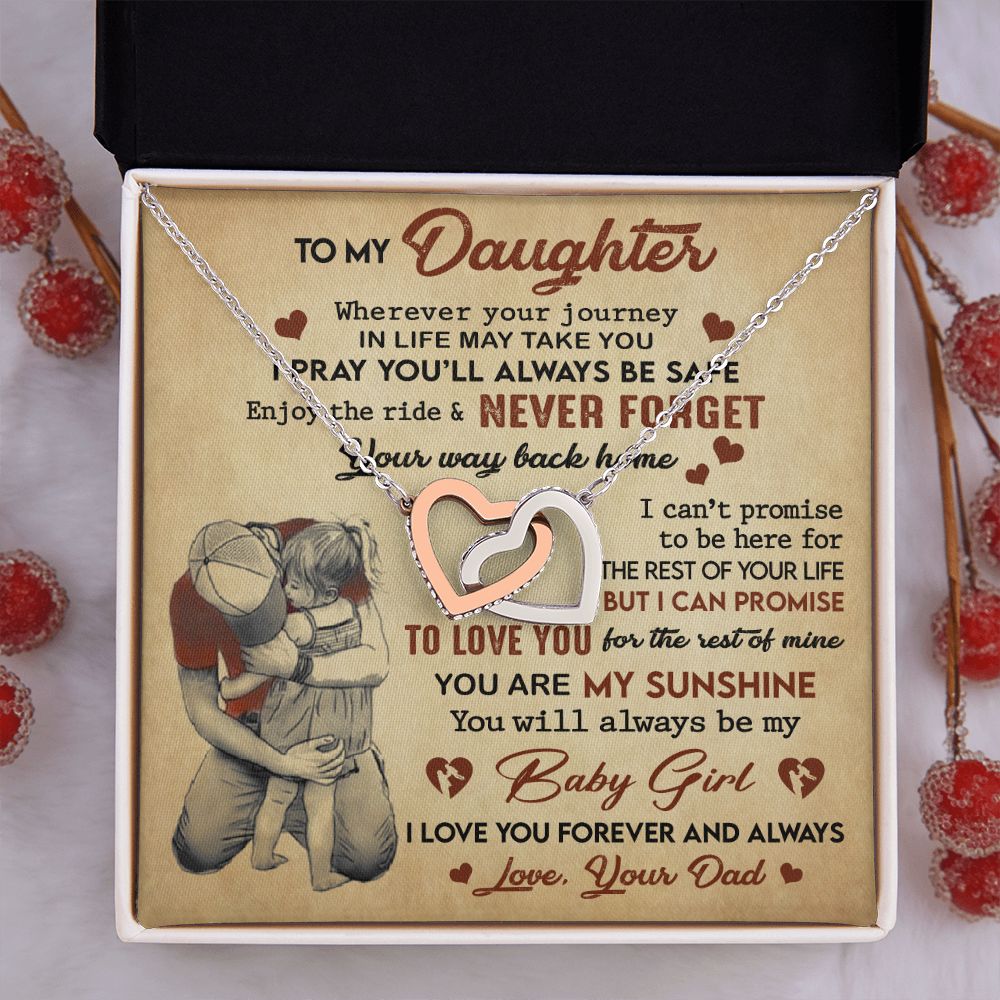 Gift For Daughter - You Are My Sunshine - Interlocking Hearts Necklace