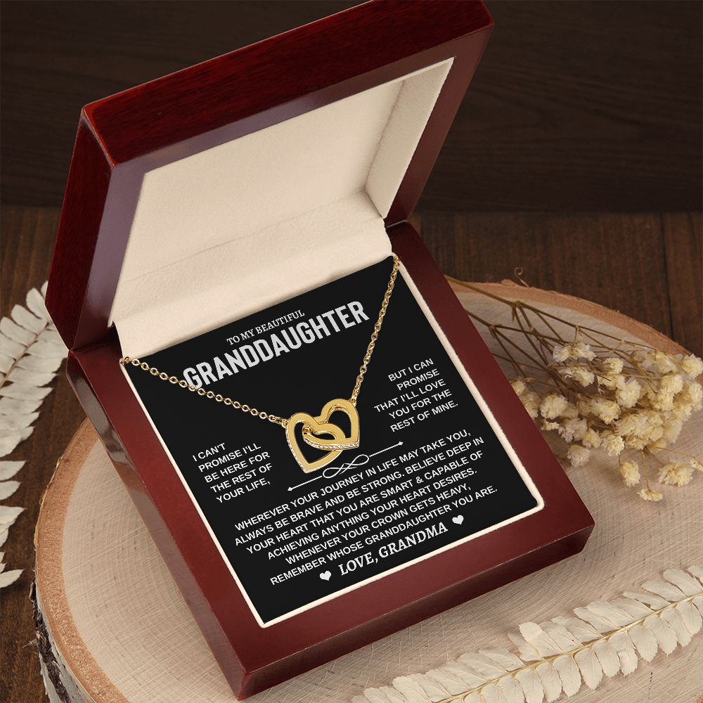 Granddaughter Gift From Grandma - Interlocking Hearts Necklace with Message Card