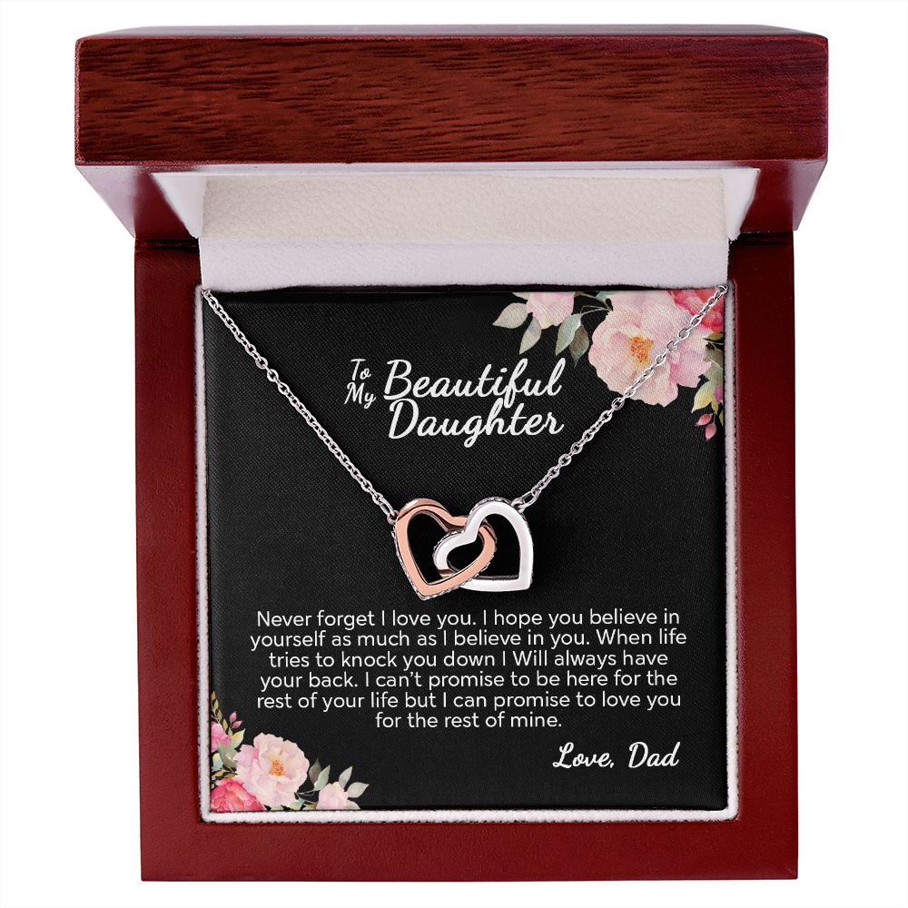 To My Beautiful Daughter From Dad - I Can Promise - Interlocking Hearts Necklace