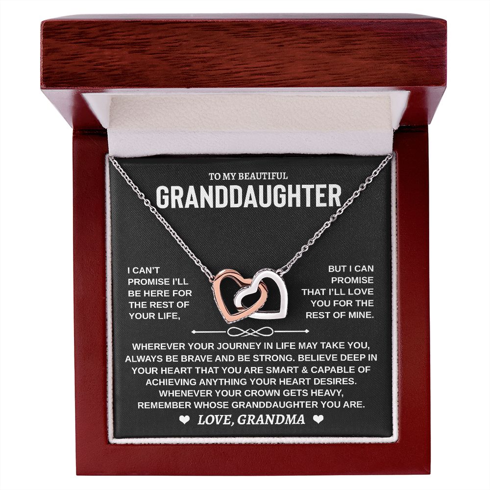 Granddaughter Gift From Grandma - Interlocking Hearts Necklace with Message Card