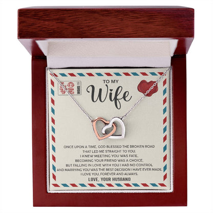 Wife Once Upon A Time - Interlocking Hearts Necklace - Romantic Gift For Wife From Husband