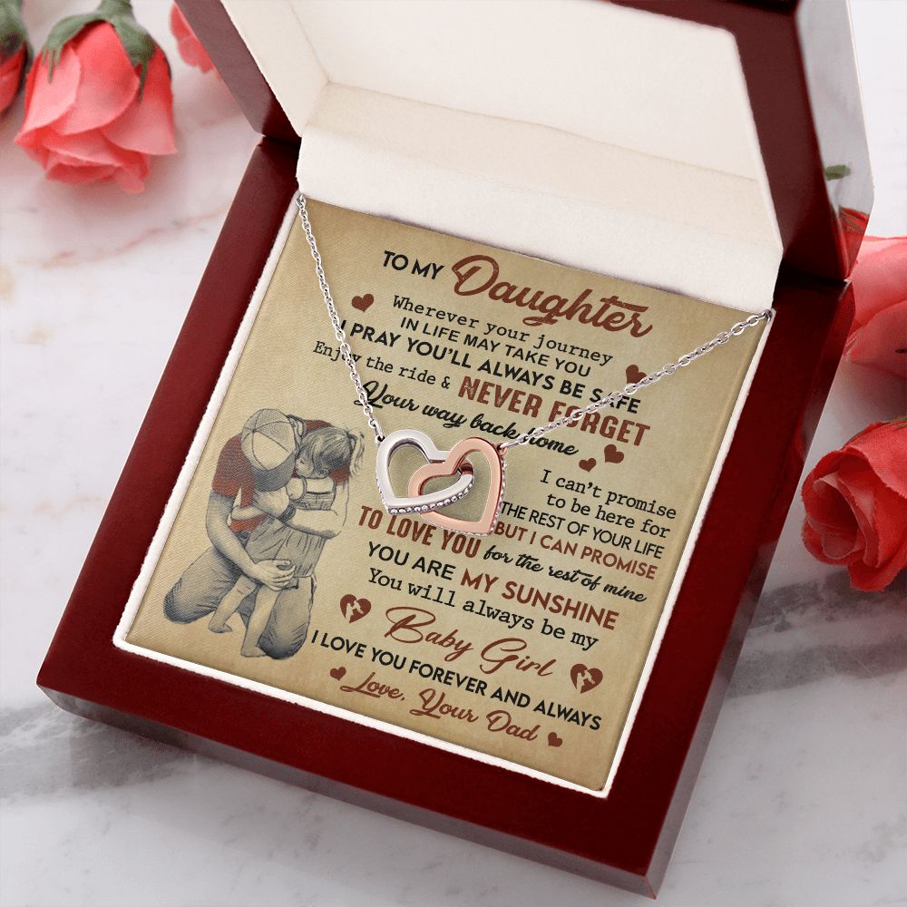 Gift For Daughter - You Are My Sunshine - Interlocking Hearts Necklace