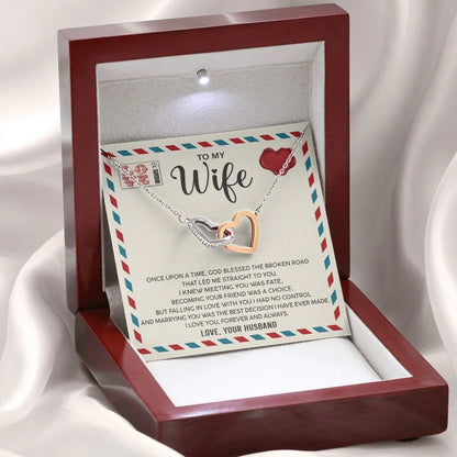 Wife Once Upon A Time - Interlocking Hearts Necklace - Romantic Gift For Wife From Husband