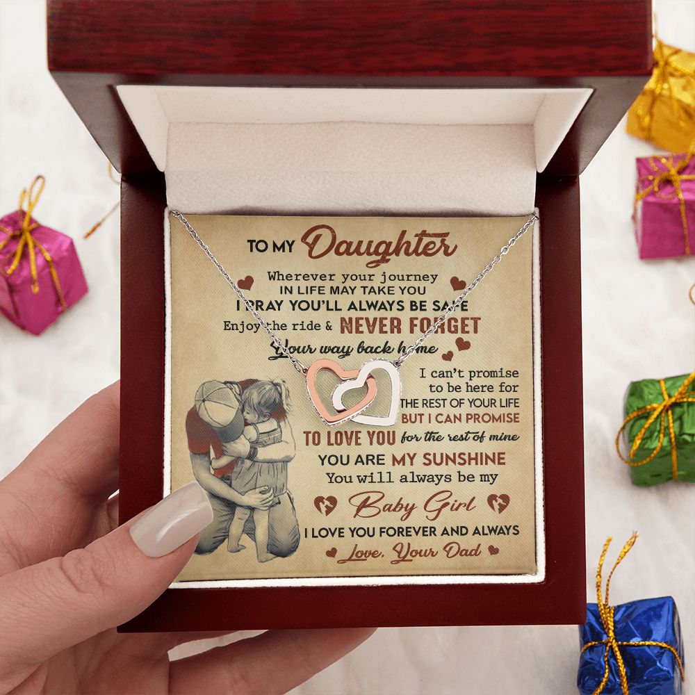 Gift For Daughter - You Are My Sunshine - Interlocking Hearts Necklace