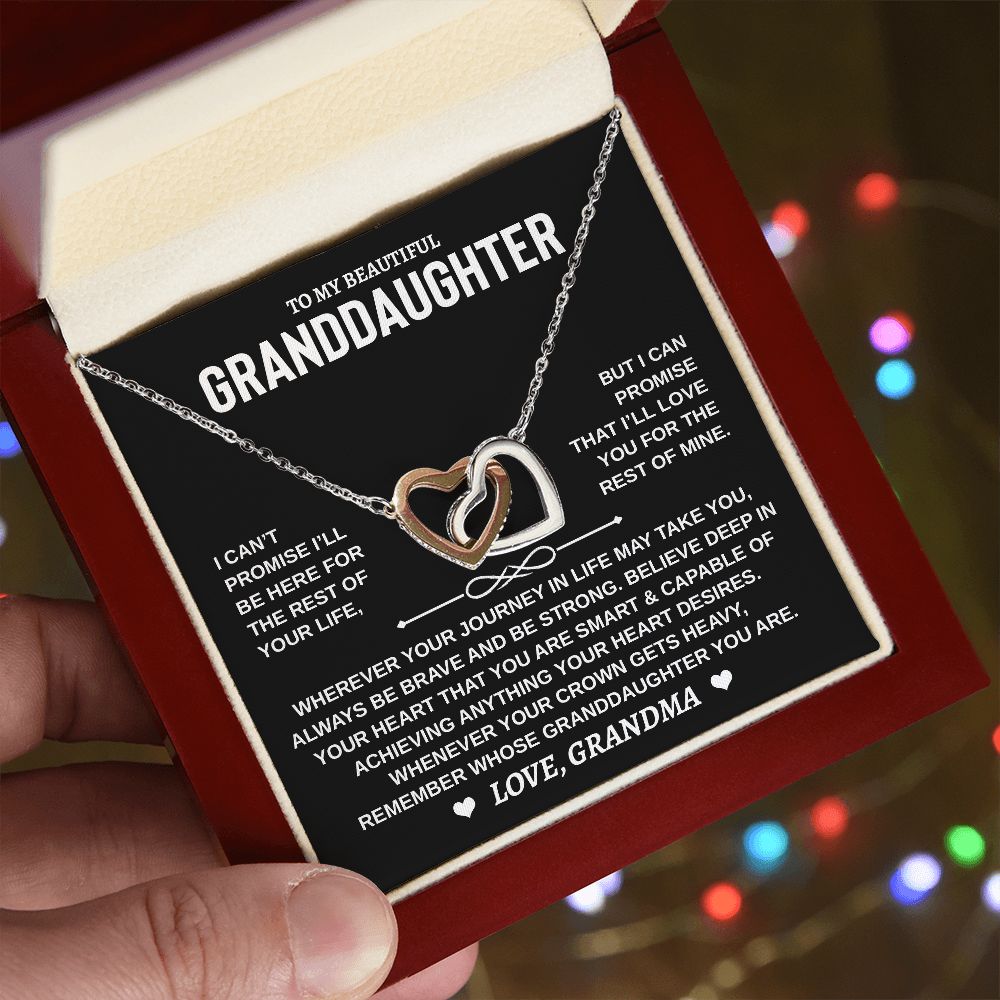 Granddaughter Gift From Grandma - Interlocking Hearts Necklace with Message Card