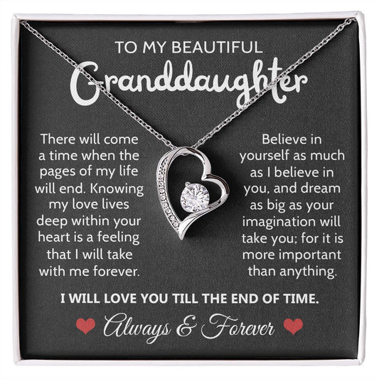To My Granddaughter - Believe In Yourself - Forever Love Necklace