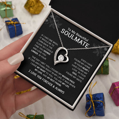 To My Beautiful Soulmate - I Have Found My Mate - Black Version - Forever Love Necklace